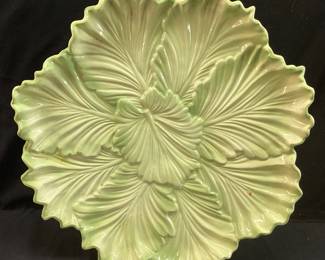  MID CENTURY CABBAGE LEAF SERVING DISH, 13in