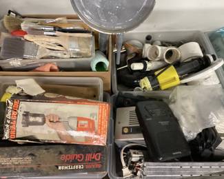 CHOICE OF ASSORTED FLATS AND CARPET CLEANER Electrical, painting, clamps, plumbing, power tools, car parts, carpet cleaner, sharpening stones