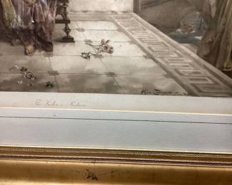 LRG. FRAMED HEVA COOMANS PRINT Titled, The Victor’s Return. Framed in beautiful gilded frame. Has light mold spots 45x38. No shipping. Pickup only