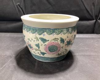 VTG, CHINESE PORCELAIN FISH BOWL PLANTER 10x7 INCHES