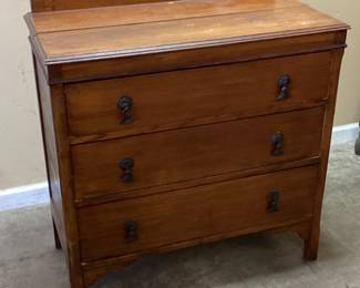 ANTIQUE VICTORIAN EASTLAKE STYLE OAK WOOD 3 DRAWER CHEST OF DRAWERS DOVETAIL JOINTS NO SHIPPING PICKUP ONLY