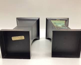 VTG. HAND PAINTED METAL TOLE VASES 9 INCHES TALL