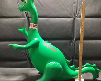 VTG. SINCLAIR DINO INFLATABLE HOLDS AIR AND IN GREAT CONDITION. OVER 30 INCHES TALL