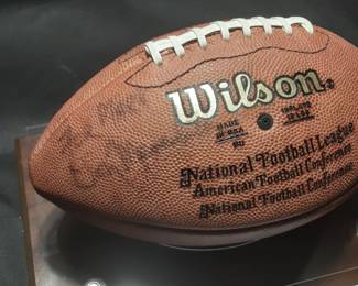 Don Meredith Signed Football And Playing Card Personalized For Mark, Don Meredith Signed Football And 1963 T.c.g. Trading Card. Both Pieces Are In Protective Display Cases