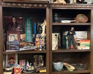  CHOICE CABINET PORCELAIN DOLLS, ELVIS, BILLY RAY CYRUS, VHS TAPES