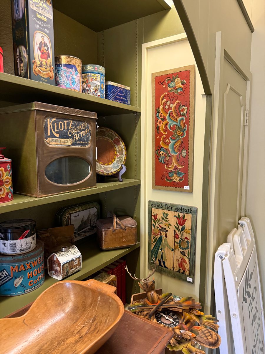 Vintage tins and folk art