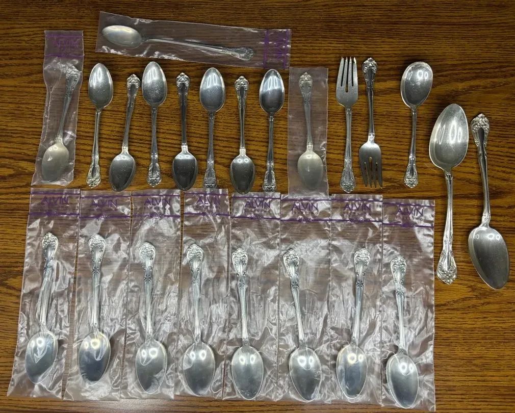 001 Alvin Sterling Silver Chateau Rose 23pc Flatware Collection