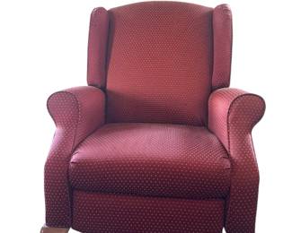 Burgundy Fabric High Leg Recliner