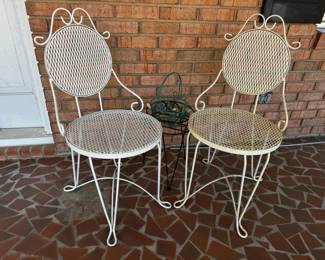 Vintage Wrought Iron Patio Set Of Chairs
