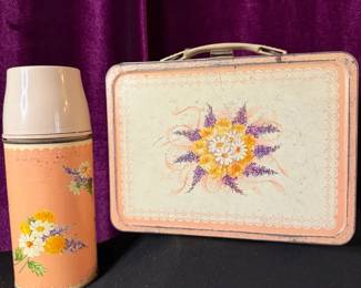 Vintage 1958 Pink Corsage Lunchbox W Matching Thermos