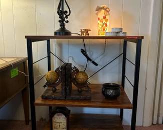 Mr Ironstone Rolling side table w Decor