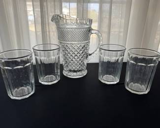 Four Luminaric Working Glasses W Beautiful Vintage Anchor Hocking Wexford Pattern Pressed Glass