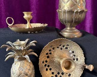 Brass Pineapple Accents And Candlesticks