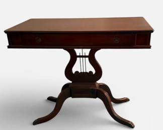 005 Mahogany Victorian Lyre Console Table