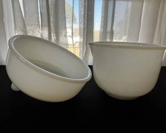 Vintage Sunbeam Mixmaster Replacement Juicer Funnel Bowl Mixing Bowl  Both Made Of Milk Glass