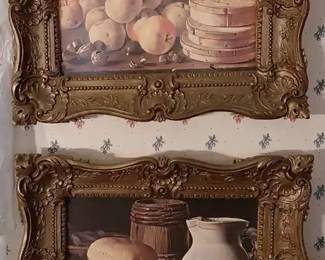 Pair of Fruit Hanging Artworks With Metal Stand