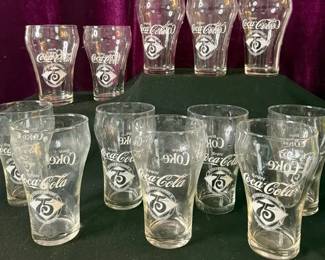 A Dozen Vintage 75th Anniversary Coke Glasses