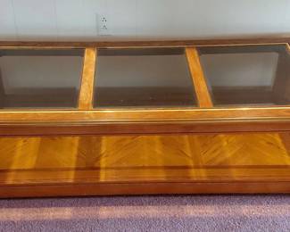 Glass Top Wood Framed Two Tier Coffee Table