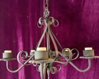 Wrought Iron Five Bulb Scrolled Light Fixture