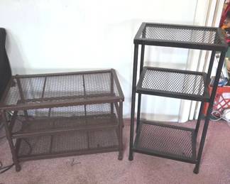 Two Mesh Metal Tiered Utilty Shelves