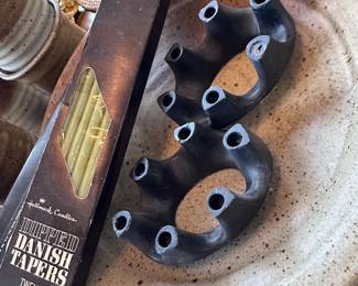 Danish modern candle holders with thin tapers