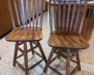 Oak counter chairs, swivel