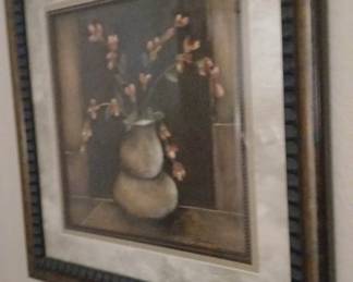 Joyce Combs Framed Floral Art Print with Vase Design