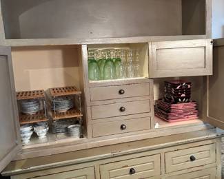 ANTIQUE KITCHEN CUPBOARD (STRESSED SAGE)