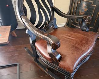 Leather rocker that converts to chair