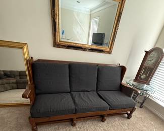 Ethan Allen Mid Century Old Tavern collection couch with wood frame