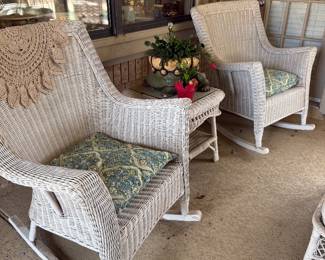2 Wicker Rockers and side table