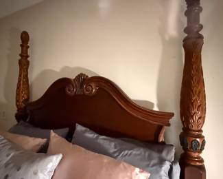 Queen Cherry wood 4 poster bed
