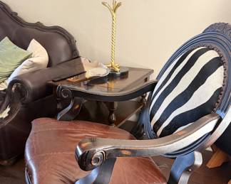 second leather rocker that converts to chair