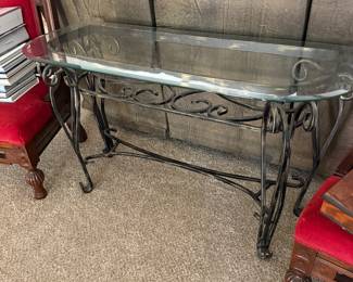 glass topped sofa table
