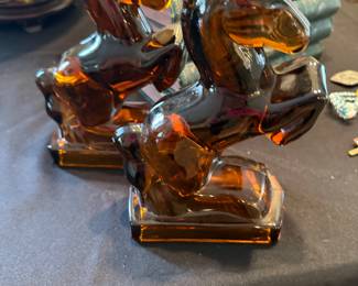L.E. Smith Amber Horse Bookends- $75 for the set