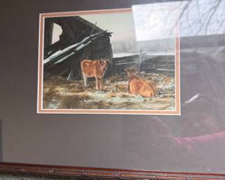 Original Painting with Cows by Lawson-$50