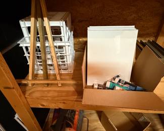 5 Canvases - paints - easel- $20 all 
