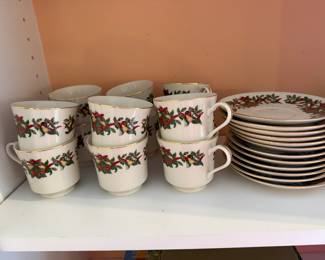 Holiday Set of cups and saucers-$15 for all 