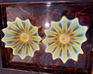 Vintage Fostoria Heirloom Opalescent Yellow Candle Holders- set of 2- $225 for the set 