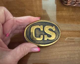 Confederate states brass belt buckle