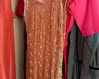 1940’s silk chemise with lace over dress