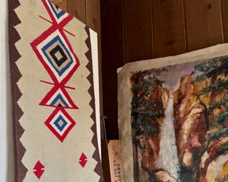 Kilim rug
Oil on canvas
Prong horn rack