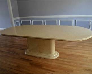 Extending 1960s Art Deco Faux Goatskin Dining Table