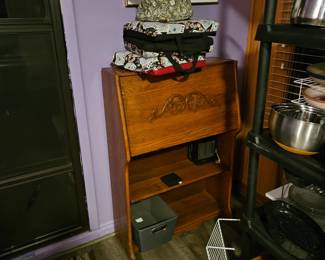 Oak secretary antique and narrow, perfect for small spaces