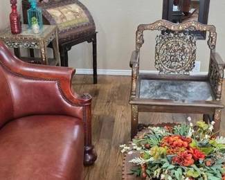 Antique Chinese marbleseat chair
