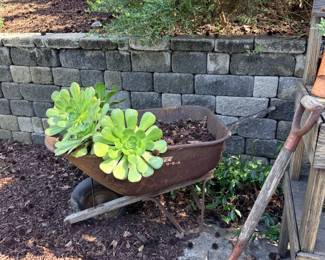 Vintage Wheelbarrow patio decor