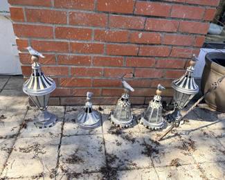 Mackenzie Childs Bird on a Ball Lanterns and Candle Holders