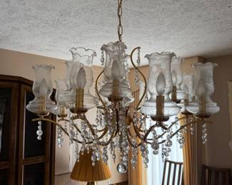 12 lamp brass and crystal Chandelier 