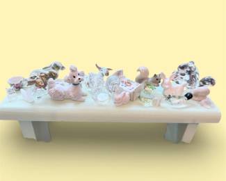 Lot of clear glass and white miniatures- 18 pieces