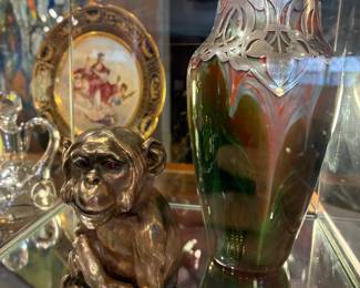 Loetz vase with Sterling silver overlay early 20th century